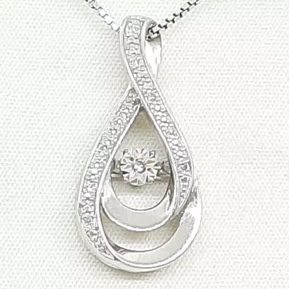 Genuine H-SI Diamond 925 Solid Sterling Silver Necklace 4.3g
